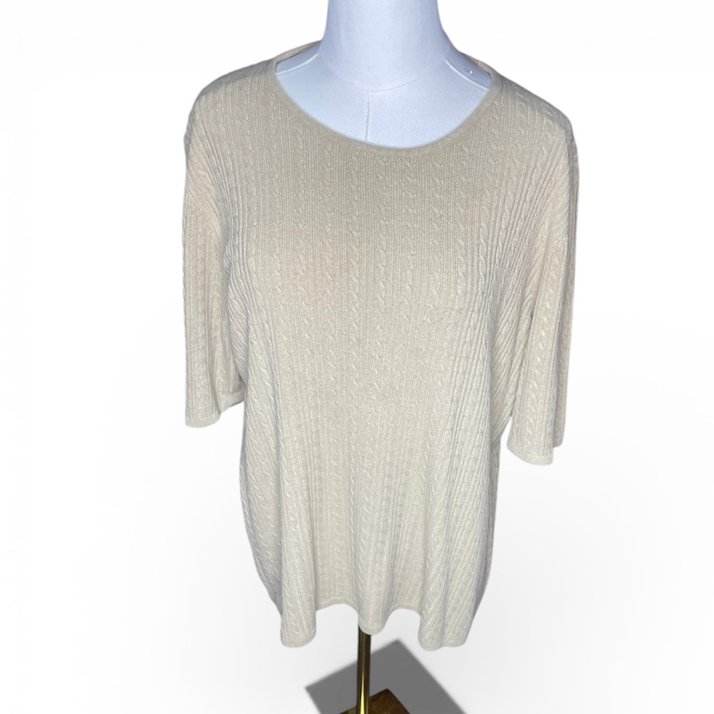 Sag Harbor Beige Quarter Sleeve Sweater